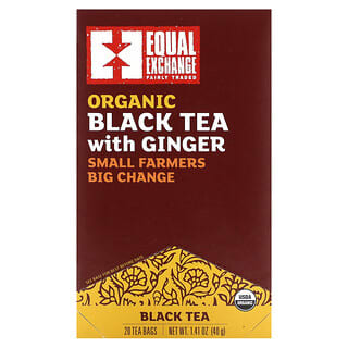 Equal Exchange, Tè nero biologico con zenzero, 20 bustine di tè, 40 g