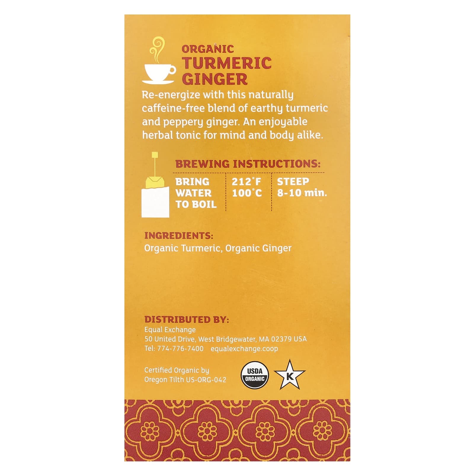 Equal Exchange, Organic Turmeric Ginger Herbal Tea, CaffeineFree, 20