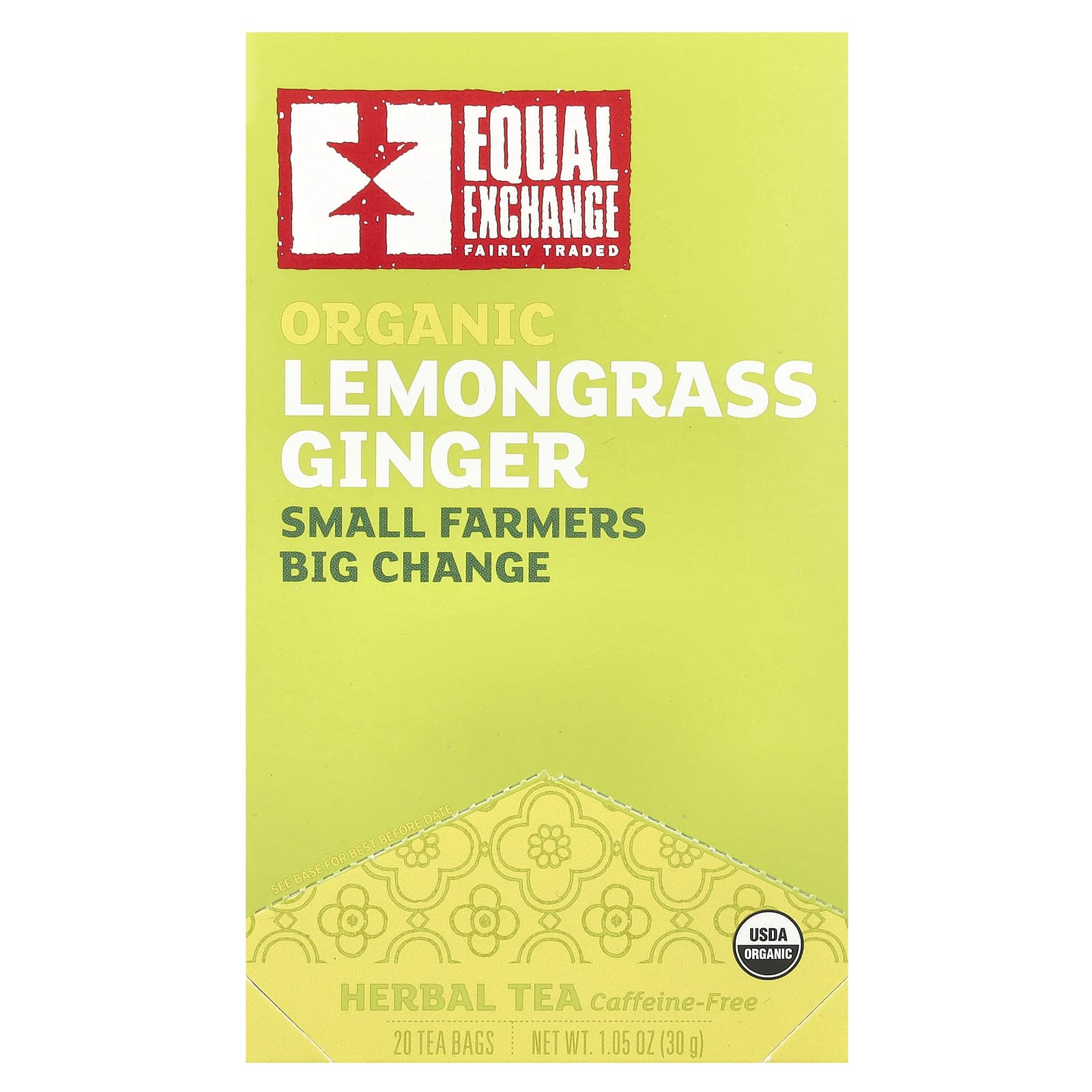 Equal Exchange, Organic Lemongrass Ginger Herbal Tea, CaffeineFree, 20