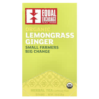 Equal Exchange, Té de hierbas de limoncillo y jengibre orgánico, Sin cafeína, 20 bolsitas de té, 30 g (1,05 oz)