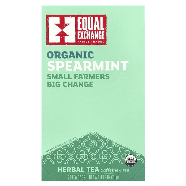 Organic Spearmint, Herbal Tea, Caffeine-Free, 20 Tea Bags, 0.99 oz (28 g)