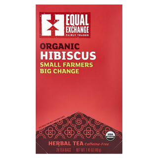 Equal Exchange, Organiczna herbata ziołowa z hibiskusa, bez kofeiny, 20 torebek, 40 g