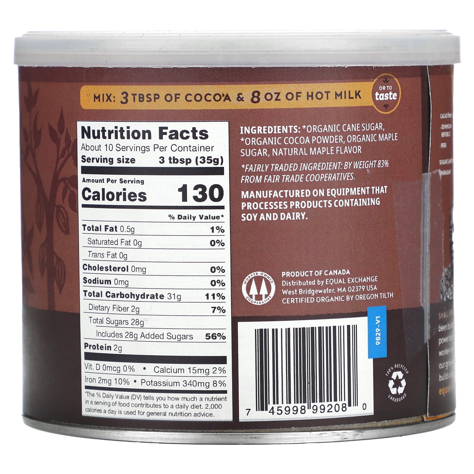 Equal Exchange, Organic Maple Cocoa, 12 oz (340 g)