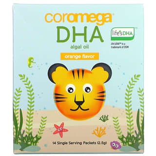 Coromega, Aceite de algas con DHA, Naranja, 14 sobres individuales de 2,5 g cada uno