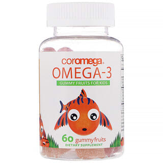 Coromega, أوميجا 3، علكات بنكهة الفواكه للأطفال، 60 علكة بنكهة الفواكه