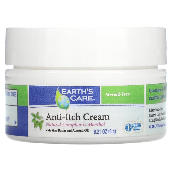 Earth's Care, 乾燥かゆみ止めクリーム シアバターとアーモンドオイル配合 0.21オンス (6 g)