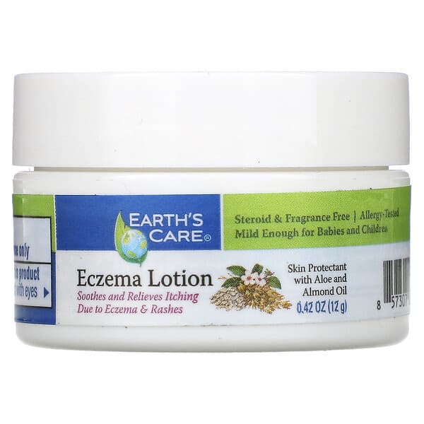 Earth's Care, Loción para el eczema con aloe y aceite de almendras, 12 g (0,42 oz)