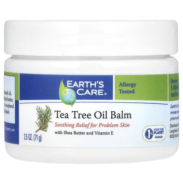 Earth's Care, 티트리오일 밤, 시어버터 및 비타민E 함유, 71g(2.5oz)