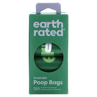 Earth Rated, Bolsas para excremento de perros, Aroma a lavanda, 120 bolsas, 8 rollos de repuesto