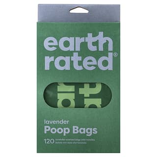 Earth Rated, Hundbajspåsar med handtag, lavendel, 120 handtagspåsar