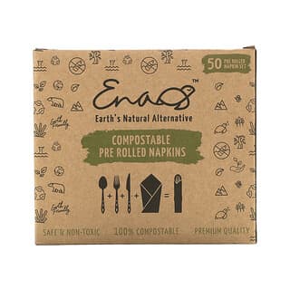 Earth's Natural Alternative, Compostable Pre Rolled Napkins with Knife, Fork and Spoon, 50 Rolls