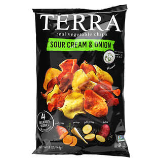 Terra‏, צ'יפס ירקות אמיתי, שמנת חמוצה ובצל, 141 גרם (5 אונקיות)