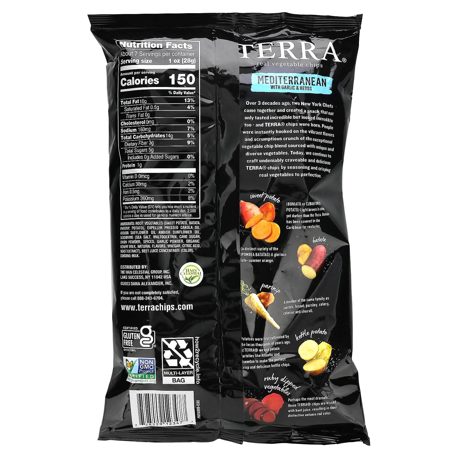 Terra, Real Vegetable Chips, Mediterranean With Garlic & Herbs, 6.8 oz