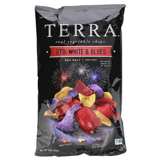 Terra, настоящие овощные чипсы, красные, белые и голубые, с морской солью, 141 г (5 унций)