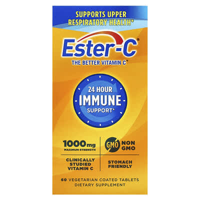 EsterC, 24-Hour Immune Support, 1,000 mg, 60 Vegan-Coated Tablets