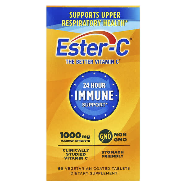 EsterC, 24시간 면역력 보충제, 1,000mg, 베지 코팅정 90정