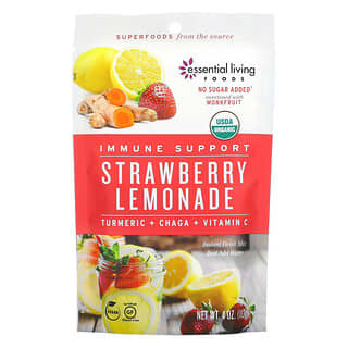 Essential Living Foods, Immune Support, клубничный лимонад, растворимый напиток, 113 г (4 унции)