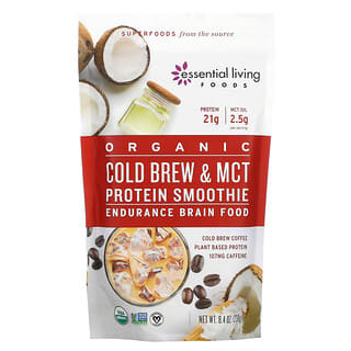 Essential Living Foods, Batido orgánico de proteína Cold Brew y MCT, 238 g (8,4 oz)