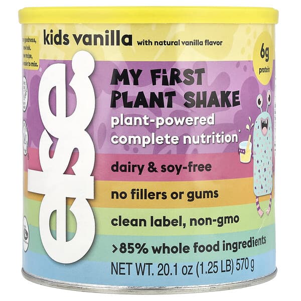 Else My First Plant Shake, Plant-Powered Complete Nutrition, Kids Vanilla, 20.1 oz (570 g)