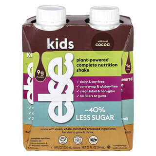 Else‏, לילדים, שייק Complete Nutrition ממקור צמחי, קקאו, 4 קרטונים, 236 מ"ל (8 אונקיות נוזל) כל אחד