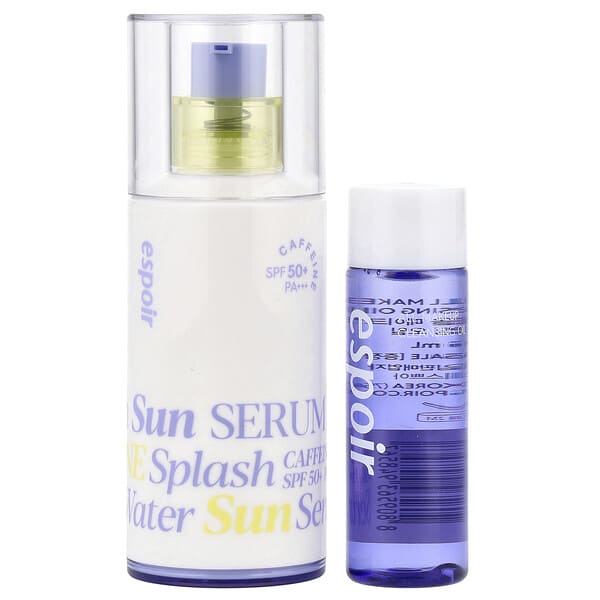 Espoir, 워터 스플래시 선 세럼, SPF 50+ PA+++ & 올 메이크업 클렌징 오일, 2종 세트