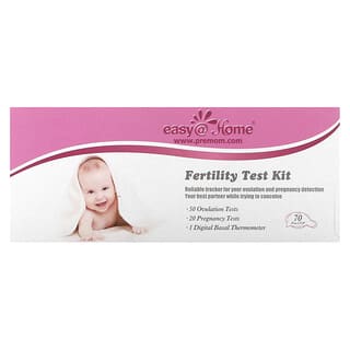 Easy@Home, Fertility Test Kit, 50 Ovulation Tests, 20 Pregnancy Tests, 1 Basal Thermometer, 141 Piece Kit