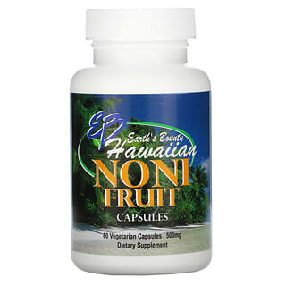 Earth's Bounty ( Matrix Health ), Noni Fruit, Hawaiano, 500 mg, 60 cápsulas vegetales