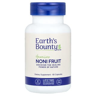 Earth's Bounty, плоды нони, гавайские, 500 мг, 60 вегетарианских капсул