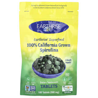 Earthrise, Spiruline 100 % cultivée en Californie, 3000 mg, 180 comprimés (500 mg par comprimé)