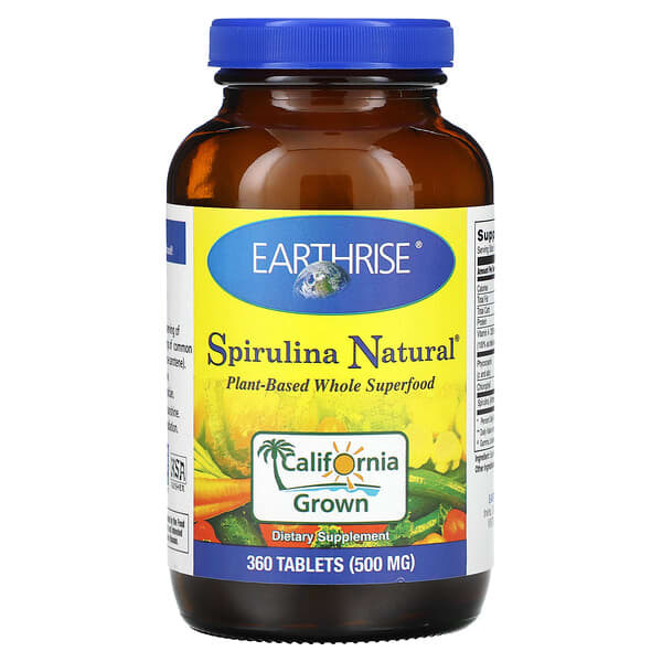 Earthrise, Spirulina Natural, 500 mg, 360 comprimidos