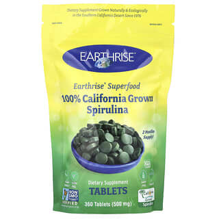 Earthrise, Spiruline 100 % cultivée en Californie, 3000 mg, 360 comprimés (500 mg par comprimé)