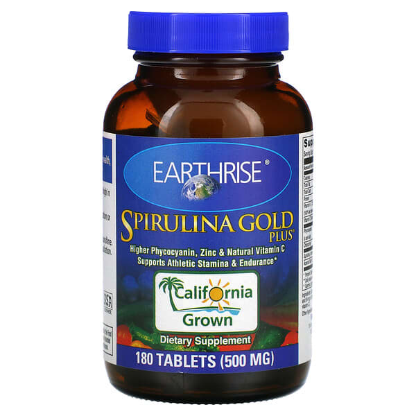 Earthrise, Spirulina Gold Plus, 500 mg, 180 Tabletas