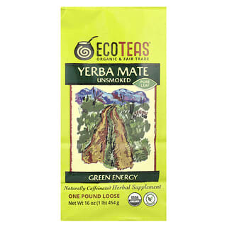 EcoTeas, Té suelto, Hoja Pura yerba mate, energía verde, sin ahumar, 16 oz (454 g)