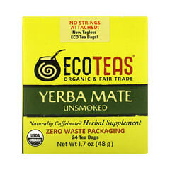 EcoTeas, Yerba Mate, Non fumé, Énergie verte, 24 sachets de thé, 48 g