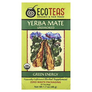 EcoTeas, Yerba mate, Sin fumar, Energía verde, 24 bolsitas de té, 48 g (1,7 oz)