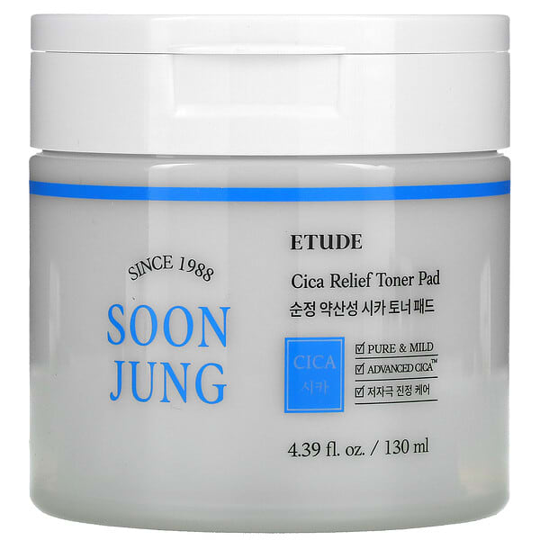 Etude, Soon Jung（スンジョン）、シカリリーフトナーパッド、130ml（4.39液量オンス）