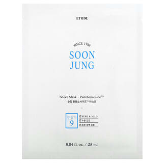 Etude, SoonJung, Beauty Sheet Mask, Panthensoside, 1 Sheet Mask, 0.84 fl oz (25 ml)