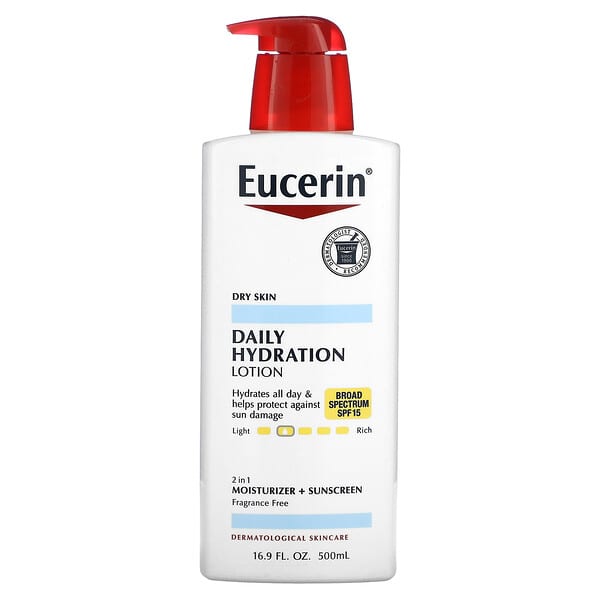 Eucerin, 日常保濕乳液，SPF 15，無香，16.9 盎司（500 毫升）