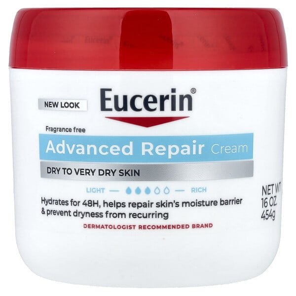 Eucerin, 어드밴스드 리페어 크림, 극건성 피부용, 향료 무함유, 454g(16oz)