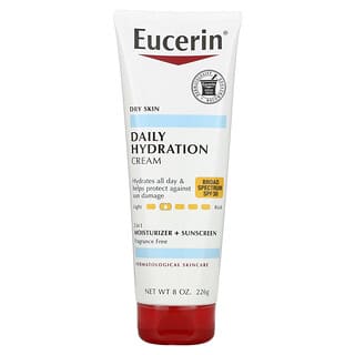 Eucerin, Crème hydratante quotidienne, 2 en 1 hydratation + écran solaire, SPF 30, Sans parfum, 226 g