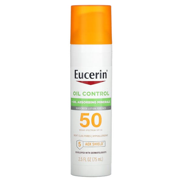 Eucerin‏, שליטה בשומניות, קרם הגנה קליל לפנים, SPF 50, ‏75 מ"ל (2.5 אונקיות נוזל)