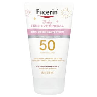 Eucerin‏, תחליב הגנה מינרלי לתינוקות, SPF 50, ללא בישום, ‏118 מ"ל (4 אונקיות נוזל)