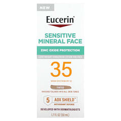 Eucerin, Loción con protección solar para el rostro con minerales sensibles, FPS 35, con color, 50 ml (1,7 oz. Líq.)