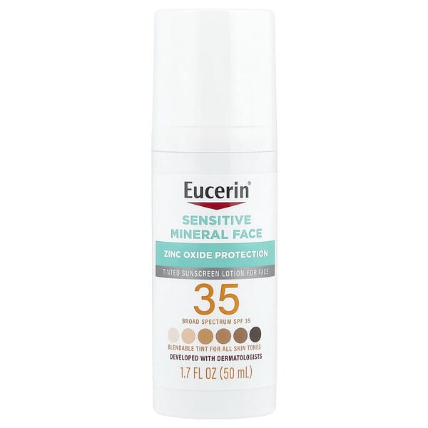 Eucerin, 틴티드 센시티브 미네랄 페이스 자외선 차단제, SPF 35, 50ml(1.7fl oz)