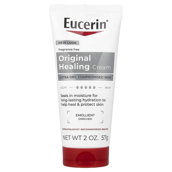 Eucerin, 오리지널 힐링 크림, 엑스트라 드라이, 손상된 피부, 향료 무함유, 57g(2oz)