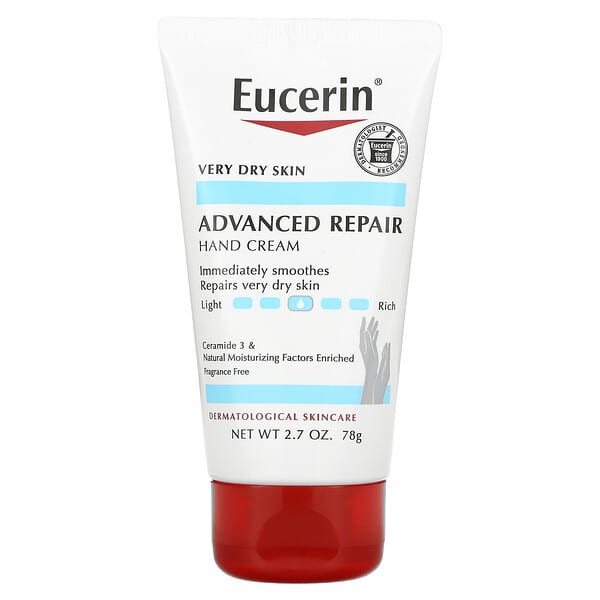 Eucerin, Crema de manos de reparación avanzada , sin fragancia, 2,7 oz (78 g)