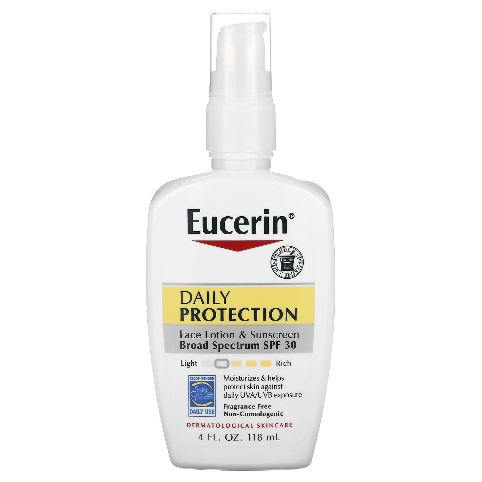 Supervivencia Escarpa repentinamente Eucerin, Loción facial y protector solar para protección diaria, FPS 30,  Sin fragancia, 118 ml (4