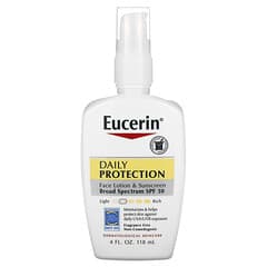 Eucerin, デイリープロテクション・モイスチャライジングフェイスローション、サンスクリーンSPF30、無香料、4オンス (118 ml)