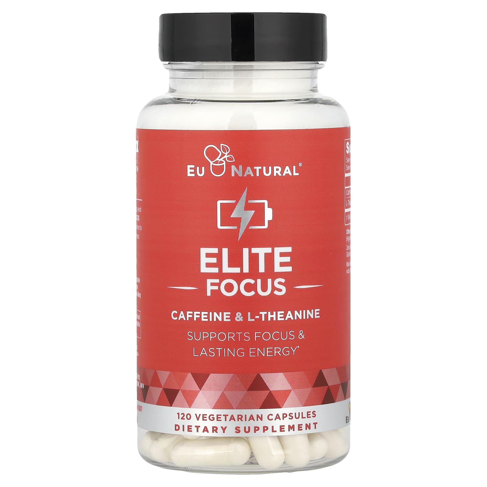 Eu Natural Elite Focus, Caffeine & L-Theanine – 120 gélules végétales de Eu Natural