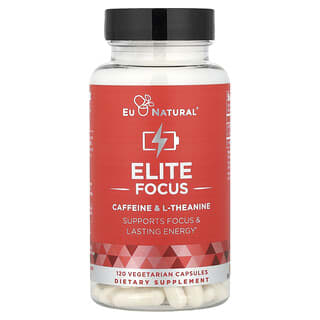 Eu Natural, Elite Focus, kofeiini ja L-teaniini, 120 kasviskapselia
